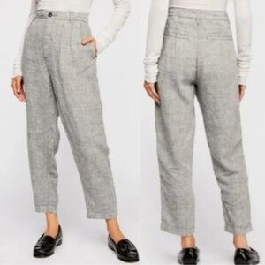 Free People Linen Cities in Dust Trousers gray size 6